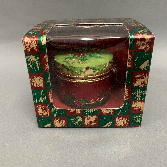 2001 Jewelry Trinket Box Dillard's Gift Christmas 2 1/2 x 1 3/4" High - Picture 1 of 9